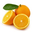 Fresh Sliced Ã¢â¬â¹Ã¢â¬â¹oranges and Orange fruit isolated on white background Royalty Free Stock Photo